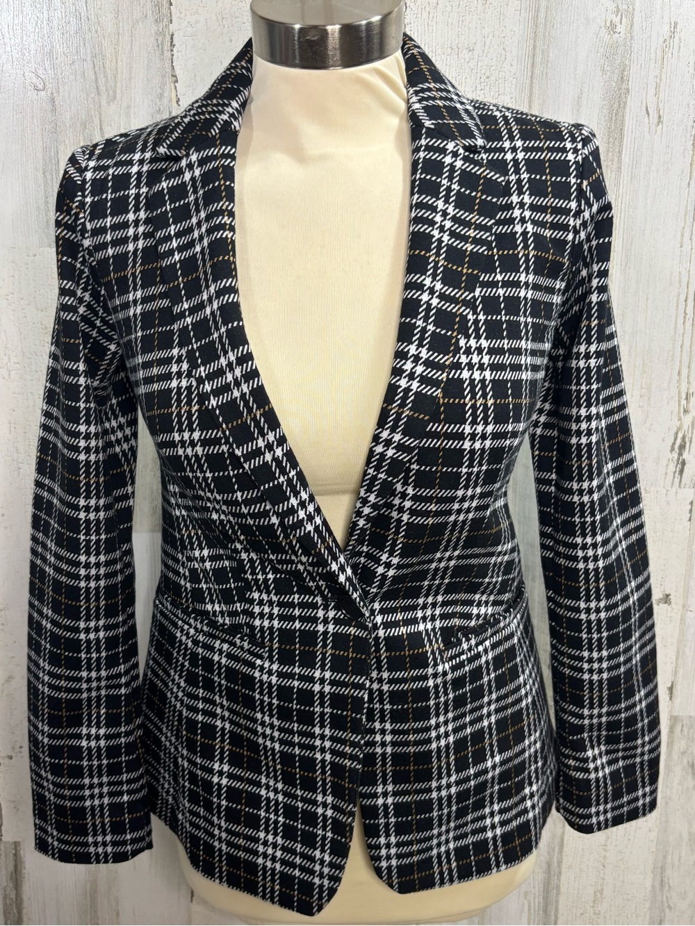 LOFT Outlet Plaid Fitted Blazer Jacket